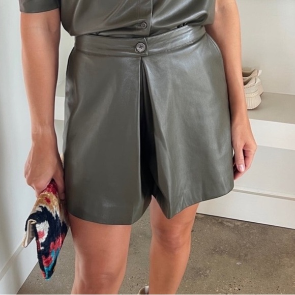 NWT Sundays vegan leather green Collins shorts size small and xs available - Picture 1 of 5